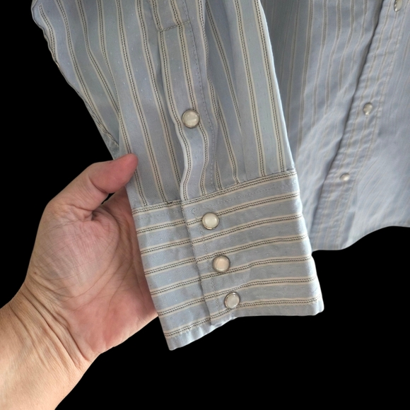 Panhandle Slim Men's Blue Striped Shirt With Pearl Snaps Size XL - Picture 2 of 8